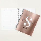 Zwart Wit en Roze Goud Moderne Stijl Monogram Planner (Display)