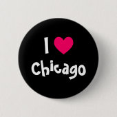 Zwart wit en roze hart Ik hou van Chicago Ronde Button 5,7 Cm (Voorkant)