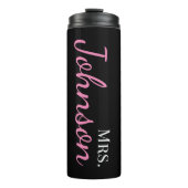 Zwart Wit en Roze Kalligrafie School Leraar Thermosbeker (Voorkant)