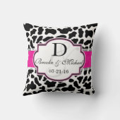 Zwart, wit en roze Koeienhuid bruiloft Kussen (Achterkant)