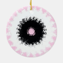 Zwart, wit en roze krijt Abstract Keramisch Ornament