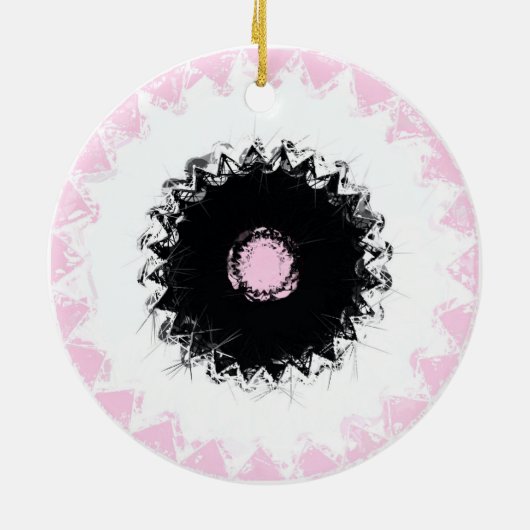 Zwart, wit en roze krijt Abstract Keramisch Ornament (Achterkant)