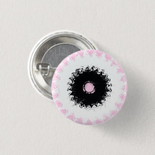 Zwart, wit en roze krijt Abstract Ronde Button 3,2 Cm