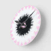 Zwart, wit en roze krijt Abstract Ronde Klok (Hoek)