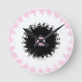 Zwart, wit en roze krijt Abstract Ronde Klok