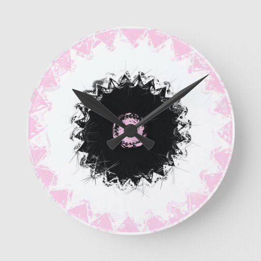 Zwart, wit en roze krijt Abstract Ronde Klok (Voorkant)