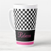 Zwart wit en roze latte mok (Linkerhoek)