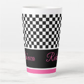 Zwart wit en roze latte mok (Voorkant)