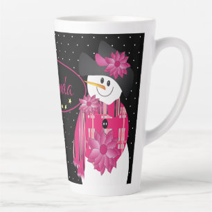 Zwart wit en roze latte mok