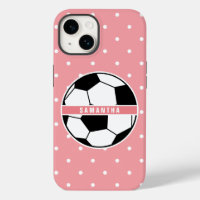 Zwart wit en roze meisje Sporty Soccer Monogram