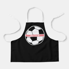 Zwart wit en roze modern sportief voetbalmonogram schort