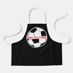 Zwart wit en roze modern sportief voetbalmonogram schort