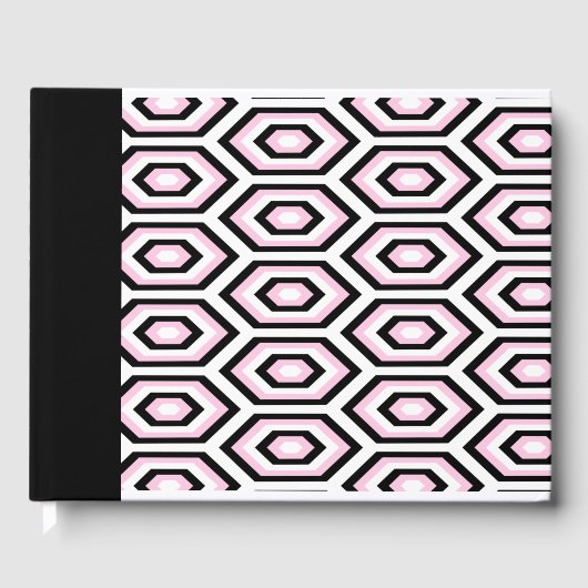 Zwart, wit en roze Octagon Gastenboek (Voorkant)