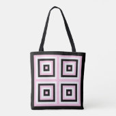 Zwart, wit en roze pleinen tote bag (Achterkant)