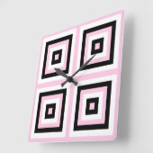 Zwart, wit en roze pleinen vierkante klok (Hoek)