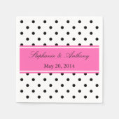 Zwart, wit en roze pokadodenweddenschap servetten (Voorkant)