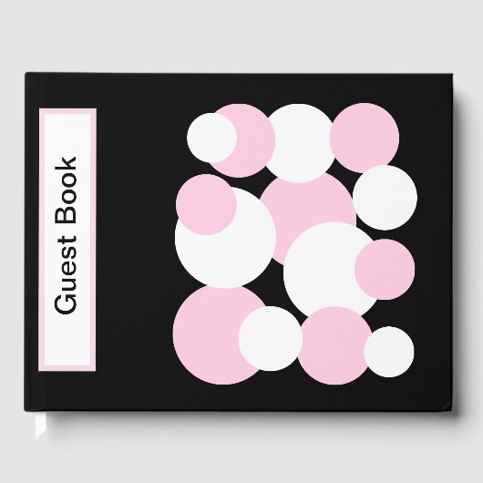 Zwart, wit en roze pooldots gastenboek (Voorkant)