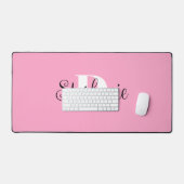 Zwart Wit en Roze Schattig Modern Monogram Bureaumat (Keyboard & Muis)