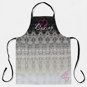 Zwart wit en roze schort