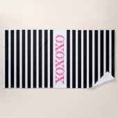 Zwart wit en roze strandlaken (Voorkant)