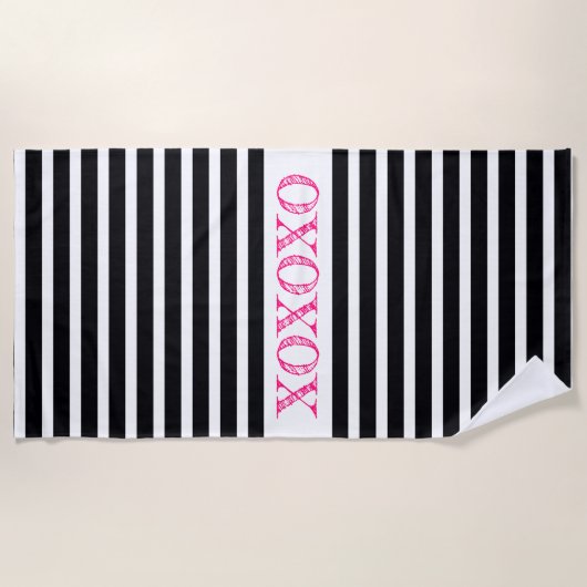 Zwart wit en roze strandlaken (Voorkant)