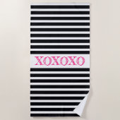 Zwart wit en roze strandlaken (Voorkant)