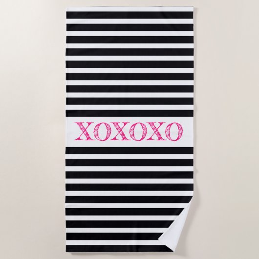 Zwart wit en roze strandlaken (Voorkant)