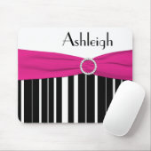 Zwart, wit en roze strippit met naam muismat (Met muis)