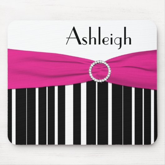 Zwart, wit en roze strippit met naam muismat (Voorkant)
