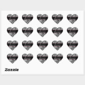 Zwart Wit en Roze Zebra Quinceanera Hart Hart Sticker (Vel)