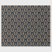 Zwart Wit en Sinaasappel Damask Halloween Bats Cadeaupapier (Vlak)