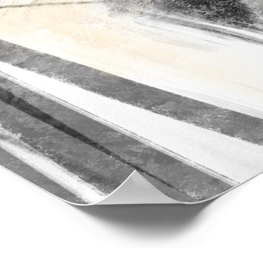 Zwart Wit en Tan Abstract Landschapsplein Poster (Hoek)