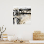 Zwart Wit en Tan Abstract Landschapsplein Poster (Keuken)