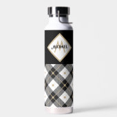 Zwart wit en Tan Lumberjack Monogrammedc Waterfles (Links)