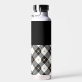 Zwart wit en Tan Lumberjack Monogrammedc Waterfles (Rechts)