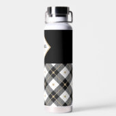 Zwart wit en Tan Lumberjack Monogrammedc Waterfles (Achterkant)
