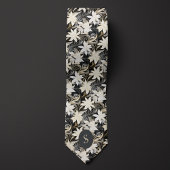 Zwart, wit en taupe monogram stropdas