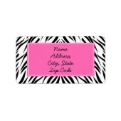 Zwart-wit en warm-roze Zebra afdrukken Etiket (Voorkant)
