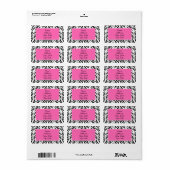 Zwart-wit en warm-roze Zebra afdrukken Etiket (Full Sheet)