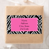 Zwart, wit en warm roze Zebra afdrukken Etiket (Insitu)