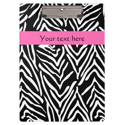 Zwart, wit en warm roze Zebra afdrukken Klembord (Voorkant)