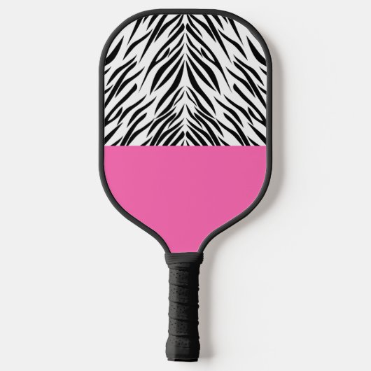 Zwart-wit en warm-roze Zebra afdrukken Pickleball Paddle (Achterkant)
