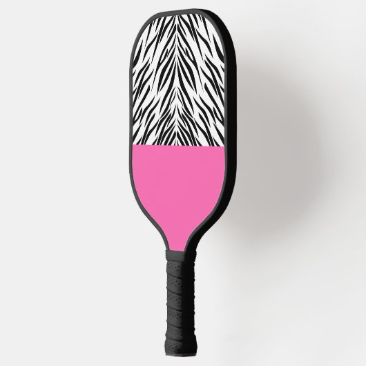 Zwart-wit en warm-roze Zebra afdrukken Pickleball Paddle (Links)