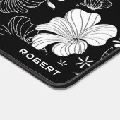 Zwart, wit en wit exotisch bloemenpatroon bureaumat (Hoek)