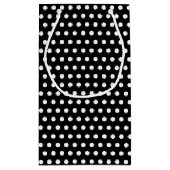 Zwart-wit en wit pokadots monogram en naam klein cadeauzakje (Achterkant)