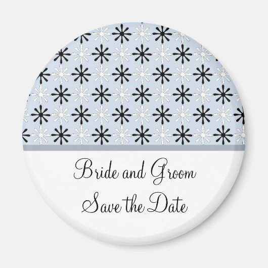 Zwart, Wit en Zachte Blauwe Bewaar de Datum Magneet (Voorkant)