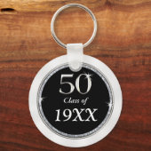 Zwart, wit en zilver 50e-klas reünie sleutelhanger (Achterkant)