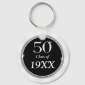Zwart, wit en zilver 50e-klas reünie sleutelhanger (Achterkant)