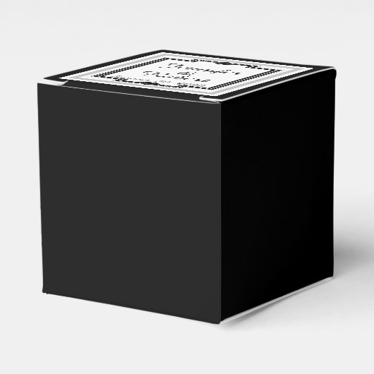 Zwart, Wit en Zilver Art Deco Lijst Bruiloft Bedankdoosjes (Voorkant Zijde)