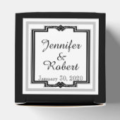 Zwart, Wit en Zilver Art Deco Lijst Bruiloft Bedankdoosjes (Bovenkant)